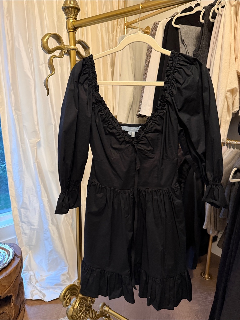 Hill House Home Black Ruffle-Trim Mini Dress